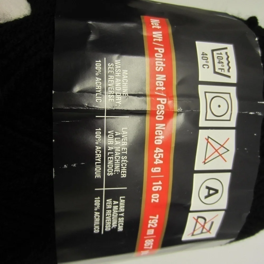 RED HEART Comfort‎ Yarn, Black Weight category: 4;!100% Acrylic
